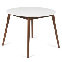 Стол круглый, раскладной БОСКО, белый с коричневыми ногами