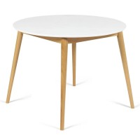 Стол круглый, раскладной БОСКО, белый с натуральными ногами