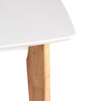 Стол квадратный КЛЭР, белый с натуральными ногами