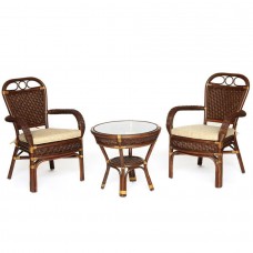 ANDREA комплект террасный (2 кресла с подушкой + 1 столик) (античный орех)